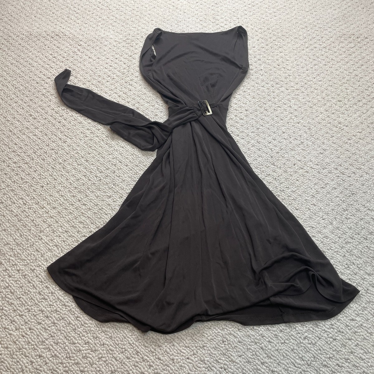 banana republic fit flare dress Banana Republic Fit Flare Dress Womens Small Brown Solid Sleeveless Midi Wrap