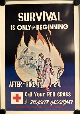 Vintage 1960s Red Cross ''Survival'' Poster
