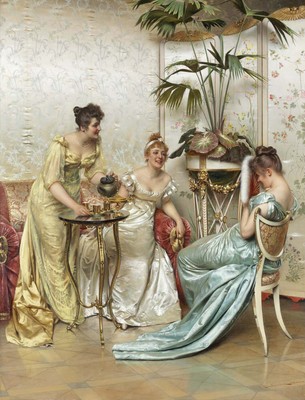 Charles Joseph Fr?d?ric Soulacroix ''Teatime Tales'' Brown Artwork PAPER or CANVAS