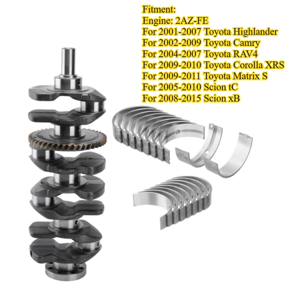 2.4L Engine Crankshafts & Main Rod Bearing For 2AZ-FE Toyota Camry Scion xB tC Foto 4 de 4