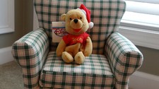 DISNEY BEANIE POOH BEAR CHRISTMAS NEW 8.5"