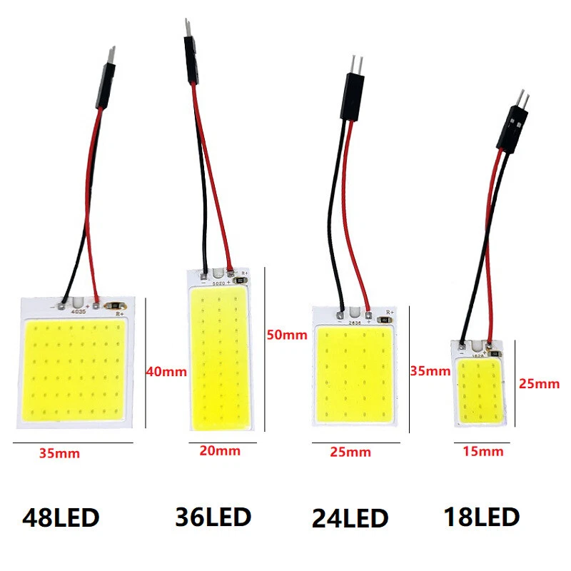 T10 4W COB Panel Light LED Car Interior 12V Lamp Bulb Dome White 18/24/36/48 SMD - Image 4 of 4