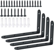 Alise Floating Shelf Brackets,Black Bracket for Shelves Heavy Duty L Wall Bracke