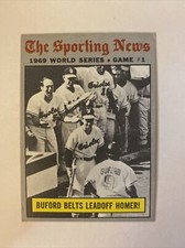 1970 Topps Baseball Game #1 Buford Belts Lead Off Homer! Card #305 