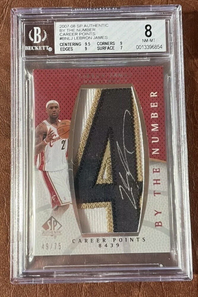 Image 1 - 2007-08 SP Authentic Lebron James patch auto /75 By The Numbers BGS 8 Cavaliers