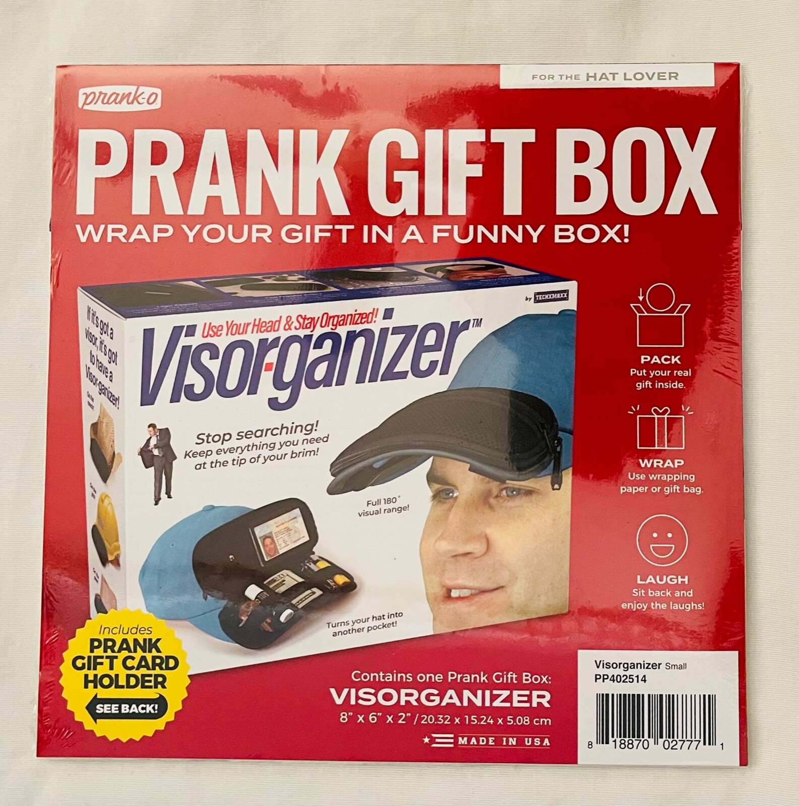 4Pack PRANK GIFT BOXES Cargo Socks Pasta Recycler Visor Organizer Fart