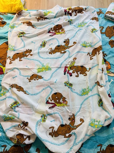 7-teiliges Set Vintage Scooby Doo Bettdecke 72 x 84 volle Größe zottelige Laken Kissen Rock - Bild 5 von 14