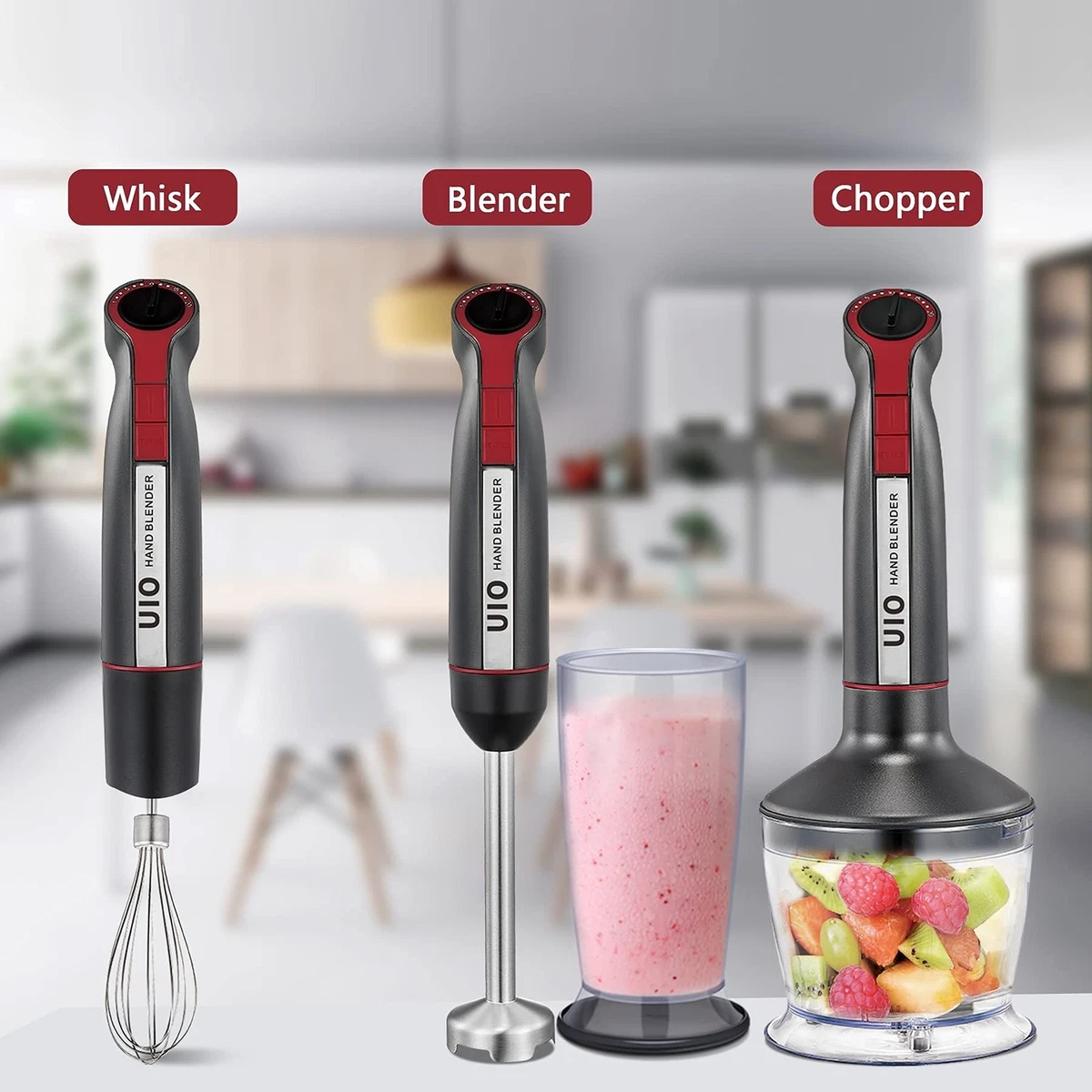 US STOCK 800 Watt 9 Speed Immersion Hand Blender with Various Attachments