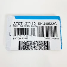 AT&T 5G SIM Cards Triple Cut 3 in 1 Nano 4G 5G LTE ATT 6533C Sealed Lot Of 10