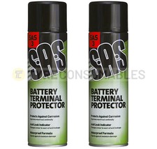 2 x SAS Battery Terminal Protector Spray 500ml Tin Corrosion Preventer SAS3