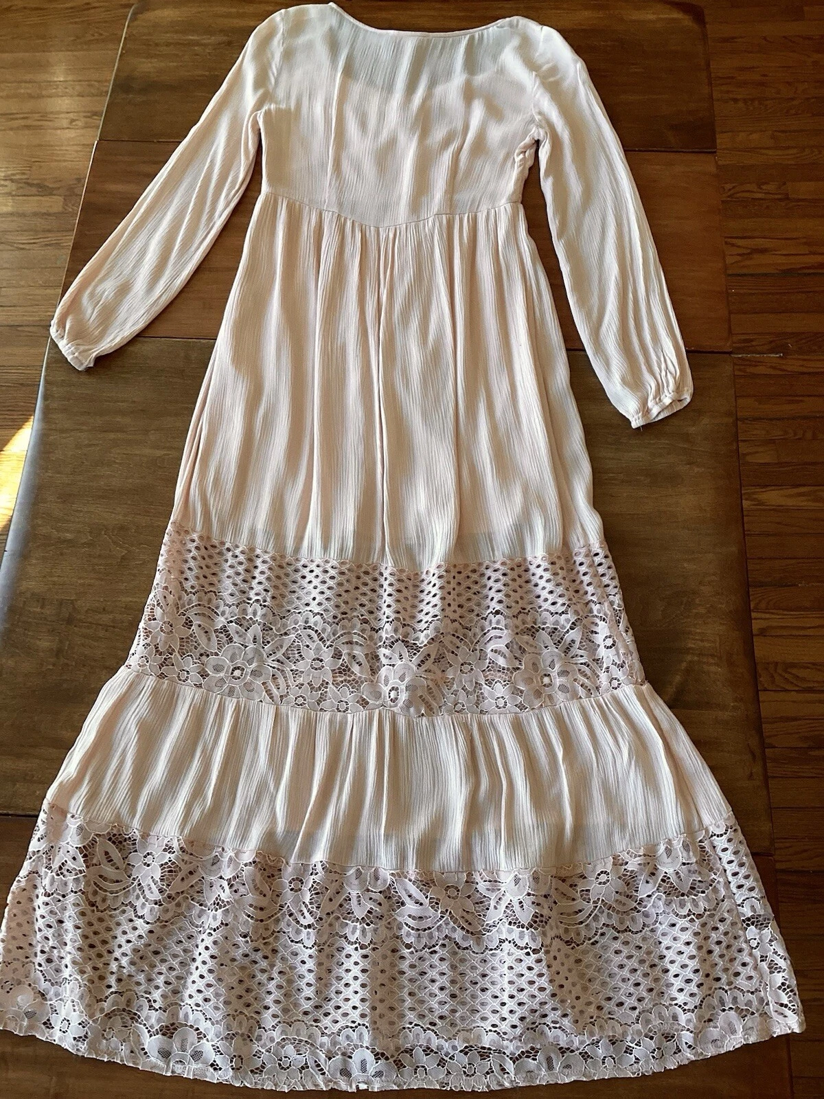 VETEMENTS Maxi abito manica lunga Promesa Boho contadino pizzo shabby chic casale piccolo