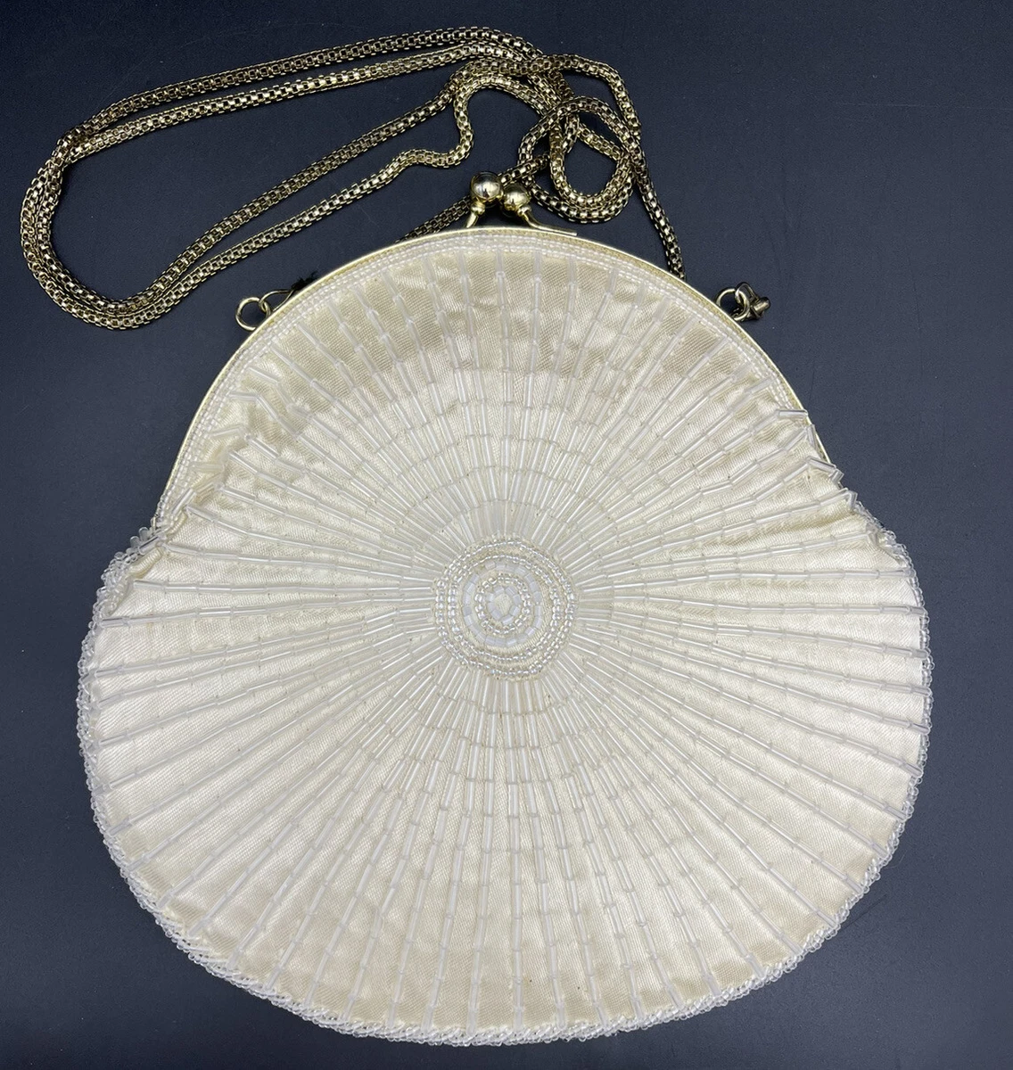 Vintage La Regale Ltd Ivory Beaded Evening Bag Purse Hand Made in China