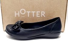 Image of Hotter Jewel Size 5.5 UK New Dual Fitting Black Leather Shoes Comfort Flats