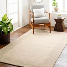 Hand Tufted Cream Area Rug Wool Plain Handmade Solid Modern Rugs  Carpet
