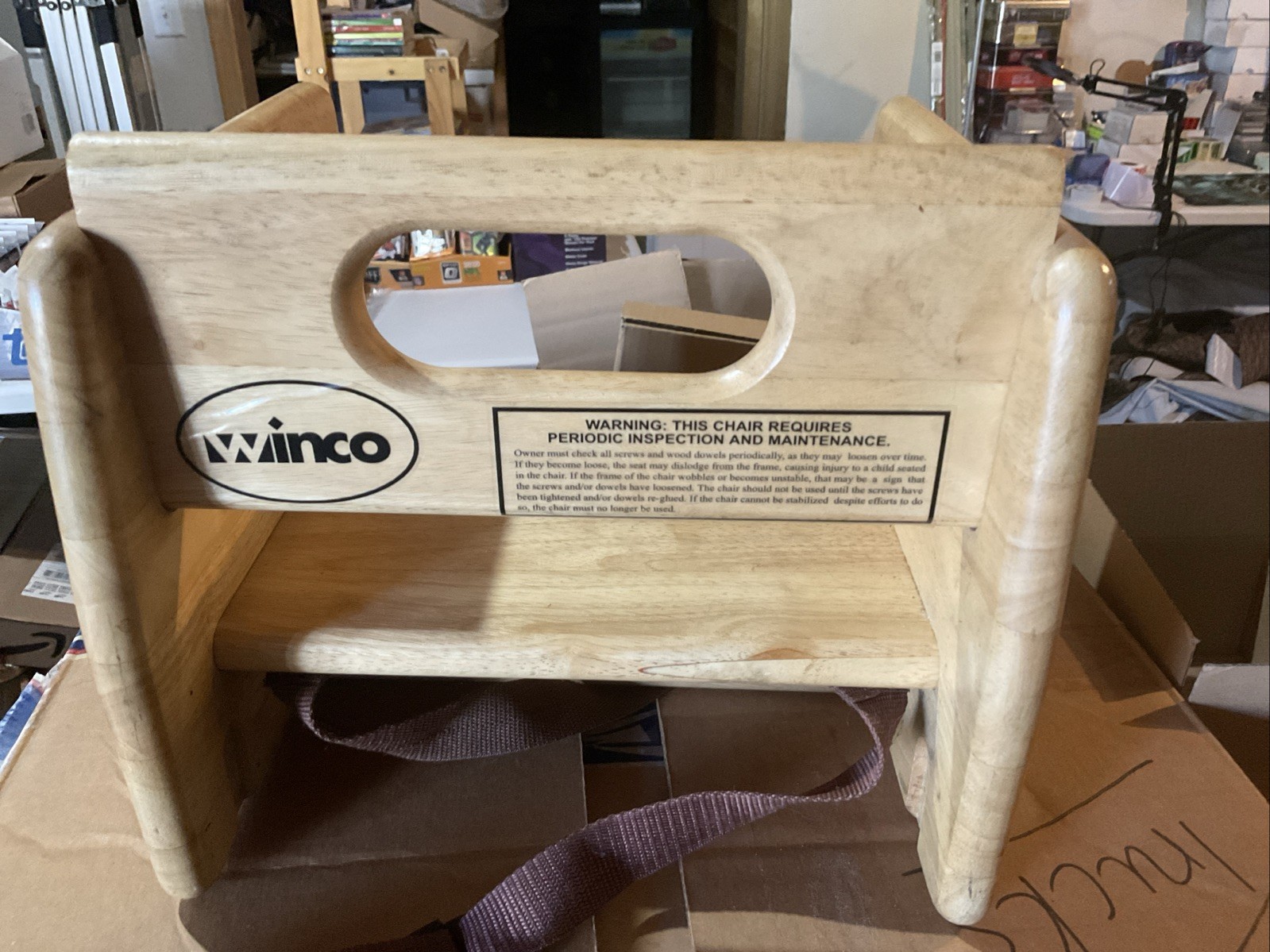 Restaurant Children Booster Seat in Natural Wood Finish Commercial Use Read