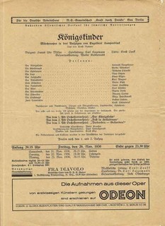 Berlin Nov 1936 program KdF Volksoper Theater des Westens "Königskinder"