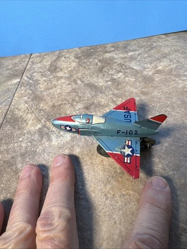 Vintage Marx Tin Friction USAF Jet Airplane Japan F-102