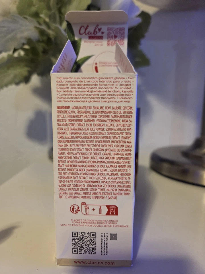 NUEVO❤CLARINS DOBLE SERUM SISTEMA HIDRÓGENO + LIPÍDICO CAJA 30ml/1oz Foto 3 de 4