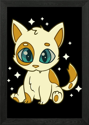 Cute Kitty Cat Framed Wall Art Poster Canvas Print Picture