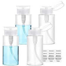 Push Down Pump Dispenser, 3.4oz Clear Bottles with 100ml-4pack,