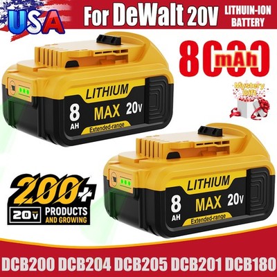 NEW 1-4X For DeWalt 20V Max XR 8.0AH Lithium Ion Battery DCB200 DCB205 DCB201-2
