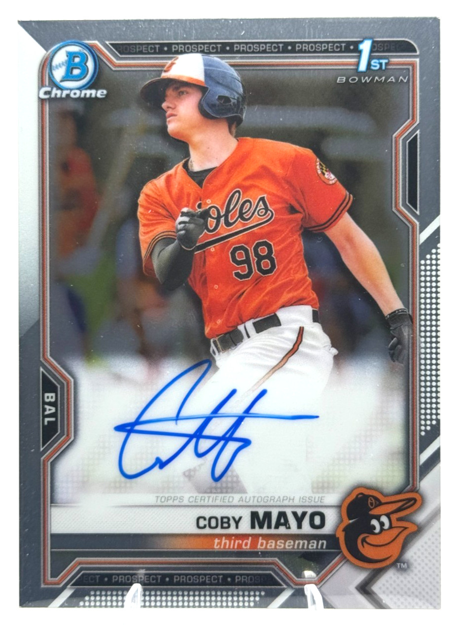 2021 Bowman Coby Mayo Chrome Auto 1st Prospect #CPA-CMA Orioles