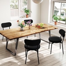 Dining Chairs Set of 4, Boucle Upholstered Comfortable Seat with Curved Backrest