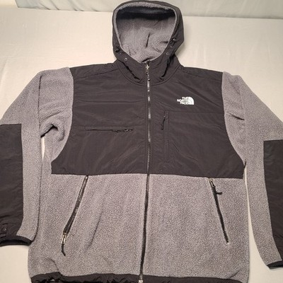 The North Face Denali 2 Hoodie Mens Large Grey Black Polartec Fleece Jacket T132