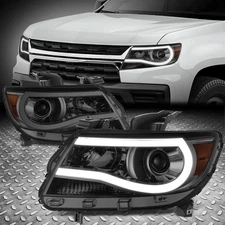 [3D LED DRL] For 15-23 Chevy Colorado Pair Projector Headlights Smoked/Clear