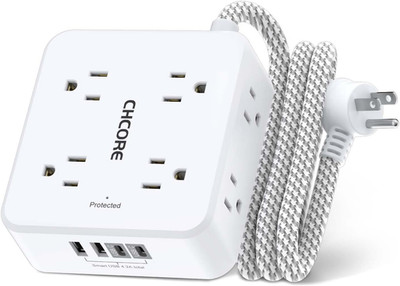 Surge Protector Power Strip -  5Ft Braided Extension Cord with 8 Outlets with 4 