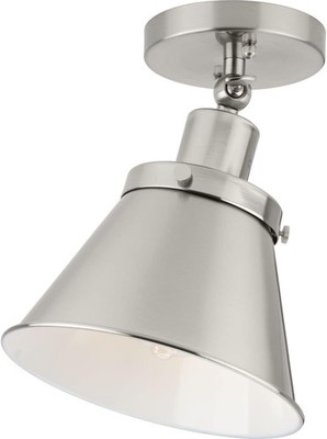 Progress Lighting Hinton 1-Light Brushed NickelGlass Flush Mount Ceiling Light
