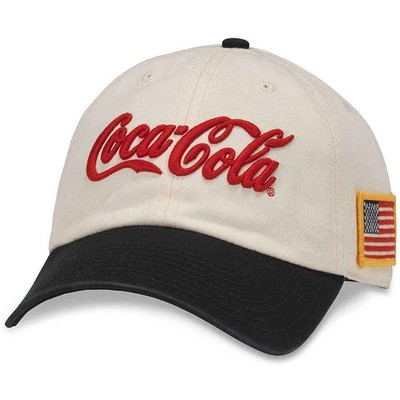 AMERICAN NEEDLE Coca-Cola United Slouch Hat Ivory Black Coke 1920A Adjustable Ba