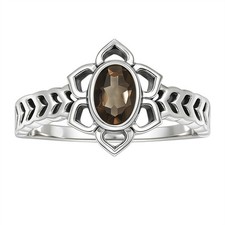Natural Smoky Quartz - Brazil 925 Sterling Silver Ring s.6 Jewelry R-1744