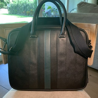 TED BAKER Nevver Black Striped Faux Leather Document Bag New new