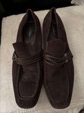 Salvatore Ferragamo Italian Designer Shoes Loafers Brown Suede Mens Size 10