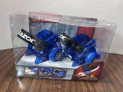 NEW Razor Jetts DLX Heel Wheels with Sparks and Lights Neon Blue