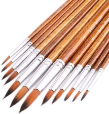 Watercolor Paint Brushes 12Pcs round for Watercolor, Acrylic  Gouache