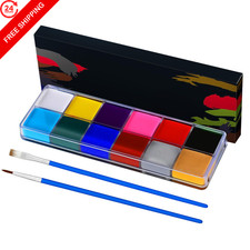 Face Painting Kit for Kids, 12 Colors Oil-Based Paint with 2 12