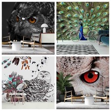 3D Peacock Owl Background Self-adhesive Wallpaper Removable Wallpaper Wall Mural