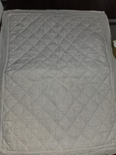 Pottery Barn Belgian Flax Linen Quilted Standard Pillow Sham Beige 26x20