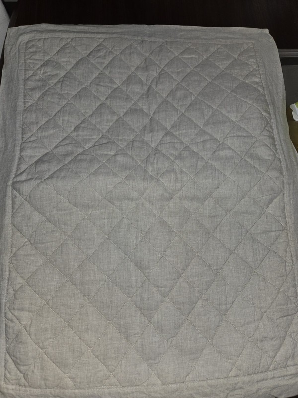 Pottery Barn Belgian Flax Linen Quilted Standard Pillow Sham Beige 26x20