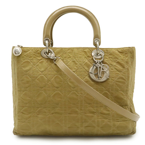 Christian Dior Lady Cannage Tote Bag 2Way Shoulder Bag Nylon Patent