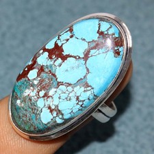 Turquoise 925 Silver Plated Ring US 8.5 Artisan Handmade Jewelry Trendy JW