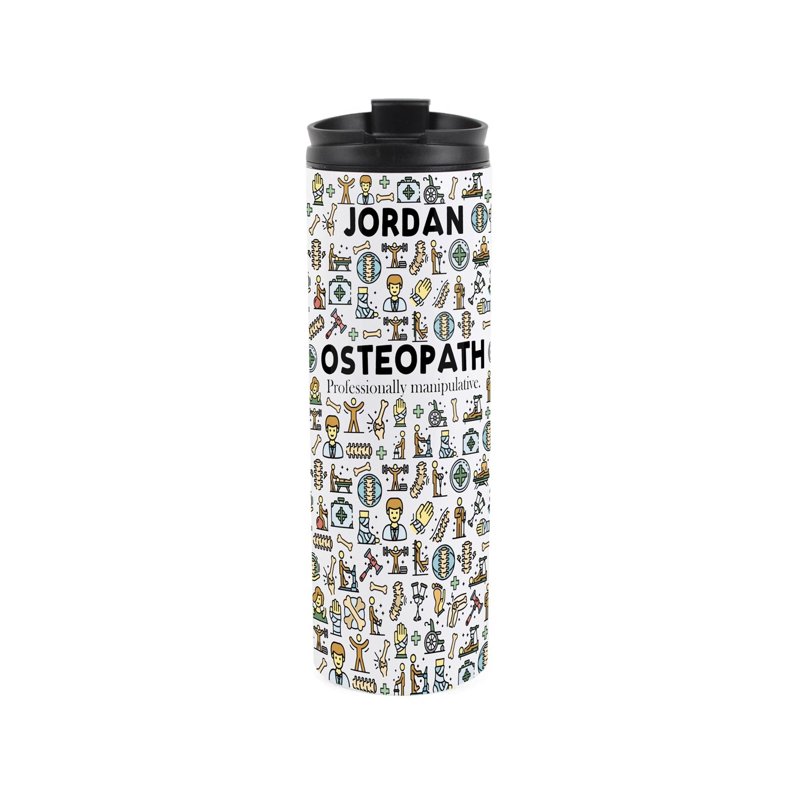 Personalised Osteopath Travel Flask - Reusable Stainless Steel Novelty Gift