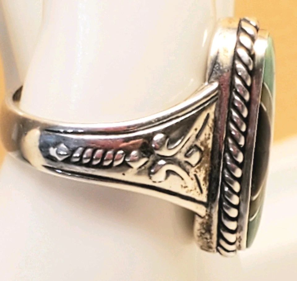 Anillo Carolyn Pollack, estilo suroeste, plata de ley, incrustación de mosaico, talla 9 Foto 4 de 4