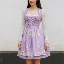 New XS Oktoberfest Lavender Purple Jacquard Dirndl Dress Bavarian German