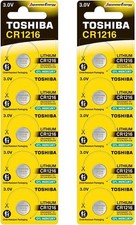 Toshiba CR1216 3V Lithium Coin Cell Battery Pack of 10