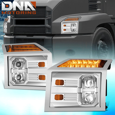 For 2018-2025 Mack Anthem Full LED Dual Projector Headlight Headlamps Chrome