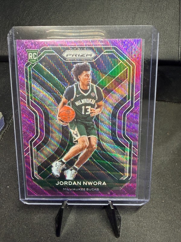 2020-21 Panini Prizm Jordan Nwora Rookie Card Purple Prizm Milwaukee Bucks #273