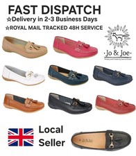 Jo & Joe Ladies Soft Leather Comfy Loafers Slip on Cushioned Shoes Sizes UK 3-8